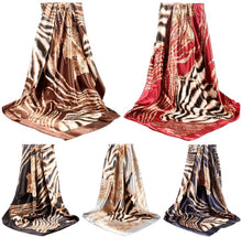 Load image into Gallery viewer, Scarf Shack Women’s Silk Feel Square Hair Neck Scarf Sleeping Headscarf, Striped Leopard Animal Print Fashion Bandana