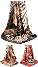 Load image into Gallery viewer, Scarf Shack Women’s Silk Feel Square Hair Neck Scarf Sleeping Headscarf, Striped Leopard Animal Print Fashion Bandana