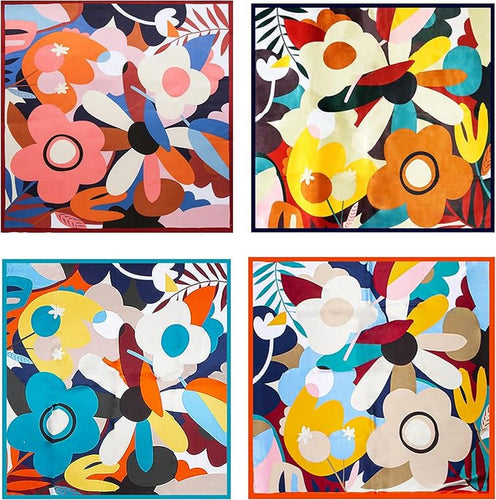 Scarf Shack Women’s Silk Feel Square Hair Neck Scarf Sleeping Headscarf, Multicolour Egg Flowers Print Fashion Bandana