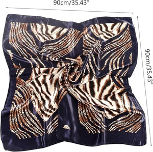 Scarf Shack Women’s Silk Feel Square Hair Neck Scarf Sleeping Headscarf, Striped Leopard Animal Print Fashion Bandana