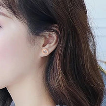 Load image into Gallery viewer, Women Stud Earrings, Girls Stainless Steel Round Zircon Stud Earrings Engraved Roman Numeral Hypoallergenic Jewelry Earrings Birthday Gifts for Wife Girlfriend