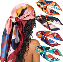 Load image into Gallery viewer, Scarf Shack Women’s Silk Feel Square Hair Neck Scarf Sleeping Headscarf, Multicolour Egg Flowers Print Fashion Bandana