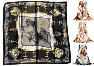 Scarf Shack Women’s Silk Feel Square Hair Neck Scarf Sleeping Headscarf, Multicolour Designer Chains Print Fashion Bandana