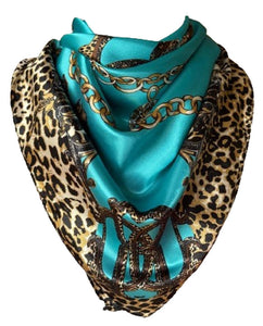 Women’s Silk Feel Square Hair Scarf Sleeping Headscarf, Multicolor Designer Print Bandana