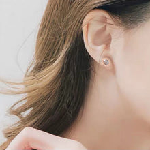 Load image into Gallery viewer, Women Stud Earrings, Girls Stainless Steel Round Zircon Stud Earrings Engraved Roman Numeral Hypoallergenic Jewelry Earrings Birthday Gifts for Wife Girlfriend