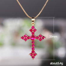 Load image into Gallery viewer, Women’s Crystal Cross Pendant Necklace – Gold-Tone Chain Religious Jewelry Gift for Everyday Wear