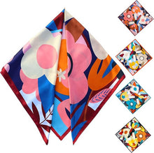 Load image into Gallery viewer, Scarf Shack Women’s Silk Feel Square Hair Neck Scarf Sleeping Headscarf, Multicolour Egg Flowers Print Fashion Bandana
