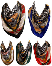 Load image into Gallery viewer, Women’s Houndstooth Print Silk Scarf Satin Large Square Bandana Neck Hair Scarf, Beach Bandanas, Head Scarves, Neckerchief