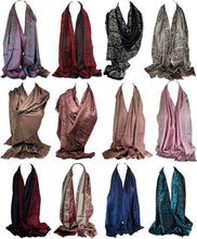 Load image into Gallery viewer, Scarf Shack Women&#39;s Two Sided Floral Print Pashmina Style Self Embossed Cashmere Feel Scarf Wrap Stole Shawl Head Scarves
