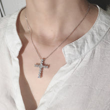 Load image into Gallery viewer, Women&#39;s Stainless Steel Cross Pendant Heart Shaped Cubic Zirconia Necklaces Jewelry with Chain