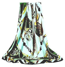 Load image into Gallery viewer, Scarf Shack Women’s Silk Feel Square Hair Neck Scarf Sleeping Headscarf, Multicolour Designer Chains Print Fashion Bandana