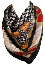 Load image into Gallery viewer, Women’s Houndstooth Print Silk Scarf Satin Large Square Bandana Neck Hair Scarf, Beach Bandanas, Head Scarves, Neckerchief