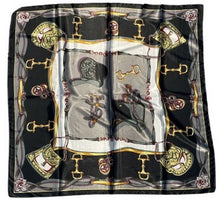 Load image into Gallery viewer, Scarf Shack Women’s Silk Feel Square Hair Neck Scarf Sleeping Headscarf, Multicolour Designer Chains Print Fashion Bandana