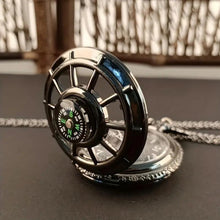 Load image into Gallery viewer, Unisex Vintage Style Pocket Watch Necklace with Charm | Antique Design | Roman Numeral | Beautiful Sky Dial Glass Flip  Necklace
