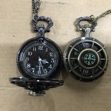 Load image into Gallery viewer, Unisex Vintage Style Pocket Watch Necklace with Charm | Antique Design | Roman Numeral | Beautiful Sky Dial Glass Flip  Necklace