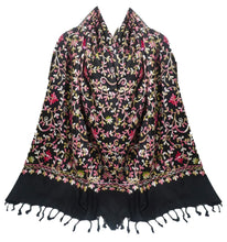 Load image into Gallery viewer, Scarf Shack Women’s Pakistani Aari Work Embroidered Shawl – Floral Jaal Design, Pashmina Feel Lightweight Warm Scarf Wrap Stole Head Scarves