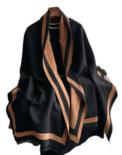 Load image into Gallery viewer, Scarf Shack Double-Sided Winter Shawl – Soft Thick Warm Oversized Blanket Scarf Wrap with Elegant Contrast Border – Autumn &amp; Winter Fashion Cloak