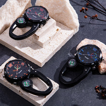 Load image into Gallery viewer, Black Clip on Carabiner Digital FOB Watch with Compass and LED Face for Doctors Nurses Paramedics Chefs