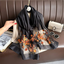 Load image into Gallery viewer, Luxury Scarf Wrapped in Floral Embroidery Long Soft Gauze Headscarf Shawl