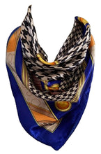 Load image into Gallery viewer, Women’s Houndstooth Print Silk Scarf Satin Large Square Bandana Neck Hair Scarf, Beach Bandanas, Head Scarves, Neckerchief