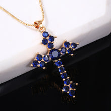 Load image into Gallery viewer, Women’s Crystal Cross Pendant Necklace – Gold-Tone Chain Religious Jewelry Gift for Everyday Wear