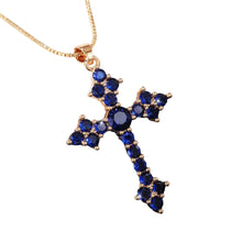 Load image into Gallery viewer, Women’s Crystal Cross Pendant Necklace – Gold-Tone Chain Religious Jewelry Gift for Everyday Wear
