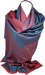 Scarf Shack Women's Two Sided Floral Print Pashmina Style Self Embossed Cashmere Feel Scarf Wrap Stole Shawl Head Scarves