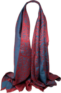 Scarf Shack Women's Two Sided Floral Print Pashmina Style Self Embossed Cashmere Feel Scarf Wrap Stole Shawl Head Scarves