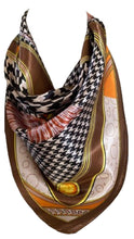 Load image into Gallery viewer, Women’s Houndstooth Print Silk Scarf Satin Large Square Bandana Neck Hair Scarf, Beach Bandanas, Head Scarves, Neckerchief