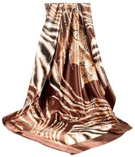 Load image into Gallery viewer, Scarf Shack Women’s Silk Feel Square Hair Neck Scarf Sleeping Headscarf, Striped Leopard Animal Print Fashion Bandana