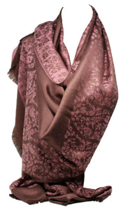 Scarf Shack Women's Two Sided Floral Print Pashmina Style Self Embossed Cashmere Feel Scarf Wrap Stole Shawl Head Scarves