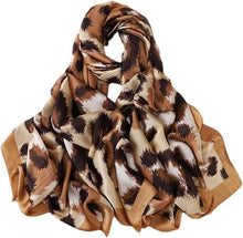 Load image into Gallery viewer, Large Silk Women Scarf, Leopard Print Silky Feel Head Wrap Shawl, Light Weight Fashion Neck Scarves for Ladies Multicolored