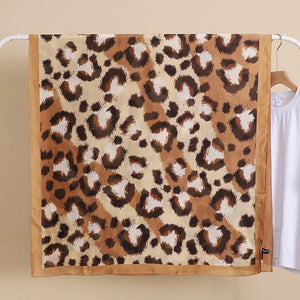 Large Silk Women Scarf, Leopard Print Silky Feel Head Wrap Shawl, Light Weight Fashion Neck Scarves for Ladies Multicolored