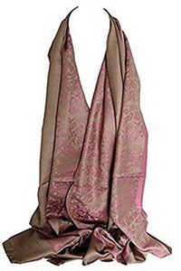 Scarf Shack Women's Two Sided Floral Print Pashmina Style Self Embossed Cashmere Feel Scarf Wrap Stole Shawl Head Scarves