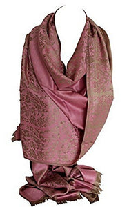 Scarf Shack Women's Two Sided Floral Print Pashmina Style Self Embossed Cashmere Feel Scarf Wrap Stole Shawl Head Scarves