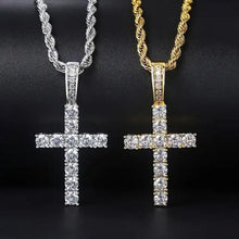 Load image into Gallery viewer, Women&#39;s Stainless Steel Cross Pendant Cubic Zirconia Necklaces Jewelry Rope Chain