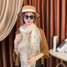 Load image into Gallery viewer, Luxury Scarf Wrapped in Floral Embroidery Long Soft Gauze Headscarf Shawl