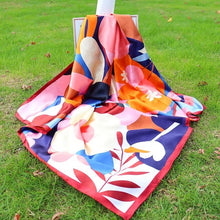 Load image into Gallery viewer, Scarf Shack Women’s Silk Feel Square Hair Neck Scarf Sleeping Headscarf, Multicolour Egg Flowers Print Fashion Bandana
