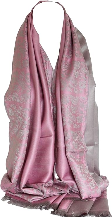Scarf Shack Women's Two Sided Floral Print Pashmina Style Self Embossed Cashmere Feel Scarf Wrap Stole Shawl Head Scarves