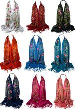 Load image into Gallery viewer, Scarf Shack Women&#39;s Large Embroidered Scarf, Pashmina Feel Warp Shawl Stole Head Scarves