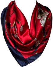Load image into Gallery viewer, Self Embossed Floral Print Silk Satin Square Bandana Neck Scarf / Head Scarves / Neckerchief / Hair Tie
