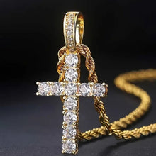Load image into Gallery viewer, Women&#39;s Stainless Steel Cross Pendant Cubic Zirconia Necklaces Jewelry Rope Chain