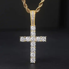 Load image into Gallery viewer, Women&#39;s Stainless Steel Cross Pendant Cubic Zirconia Necklaces Jewelry Rope Chain
