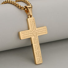 Load image into Gallery viewer, Unisex Stainless Steel Bible Verse Cross Necklace for Inspiring Lord's Prayer Cross Pendant Jewelry Gift
