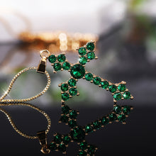 Load image into Gallery viewer, Women’s Crystal Cross Pendant Necklace – Gold-Tone Chain Religious Jewelry Gift for Everyday Wear