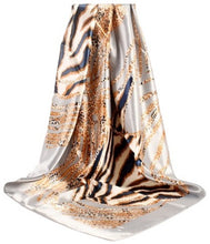 Load image into Gallery viewer, Scarf Shack Women’s Silk Feel Square Hair Neck Scarf Sleeping Headscarf, Striped Leopard Animal Print Fashion Bandana