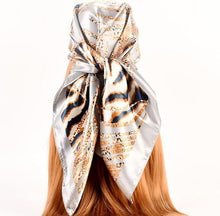 Load image into Gallery viewer, Scarf Shack Women’s Silk Feel Square Hair Neck Scarf Sleeping Headscarf, Striped Leopard Animal Print Fashion Bandana