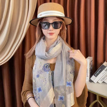 Load image into Gallery viewer, Luxury Scarf Wrapped in Floral Embroidery Long Soft Gauze Headscarf Shawl