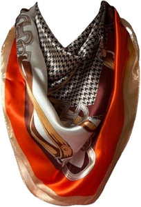 Women’s Houndstooth Print Silk Scarf Satin Large Square Bandana Neck Hair Scarf, Beach Bandanas, Head Scarves, Neckerchief