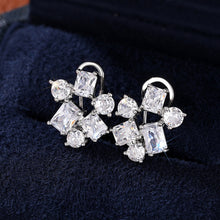 Load image into Gallery viewer, Women’s Irregular Geometric Design Stud Earrings Cubic Zirconia Crystal Wedding Party, Girl's Fashion Jewelry